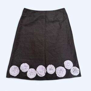 Vintage Y2K Silk & Linen rosebud embellished skirt